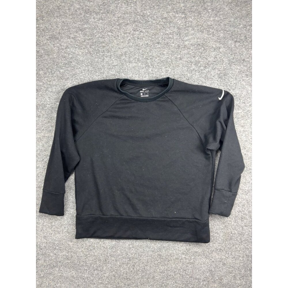Nike Dri-Fit Shirt Women's M Black Long Sleeve Ragan Pullover Crew Sweatshirt
